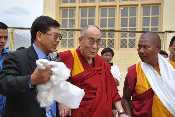 HH the Dalai Lama inaugurating a solar power plant at Jamyang School, Leh