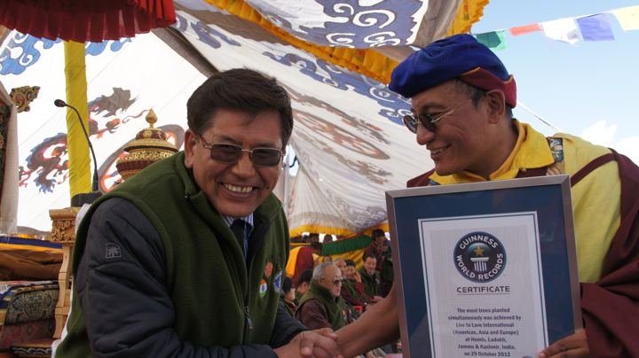 Guinness World Record for the most trees planted simultaneously — Hemis, Ladakh, 29 October 2012