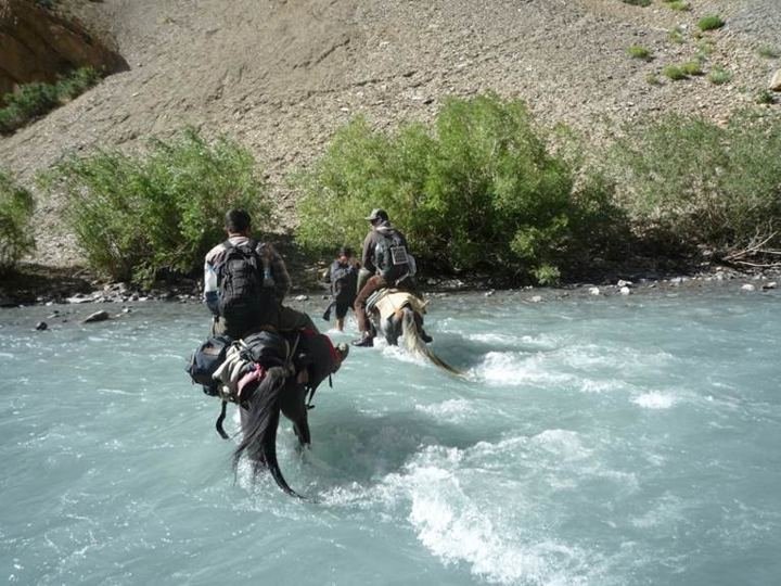 River crossing on the way to a remote village